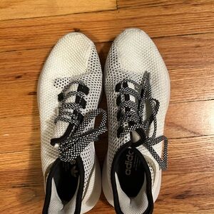 Adidas Mesh White and Black Running Shoes